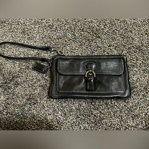 Coach Black Leather Wristlet